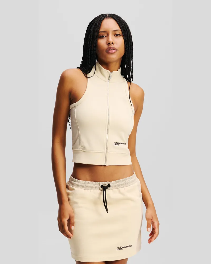 Karl Lagerfeld Ärmelloses Top Mit Reissverschluss, Damen, Holz Esche, Größe Holz