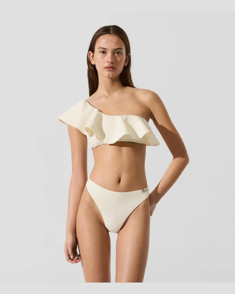 Karl Lagerfeld Bikinitop Mit Signature-rüschen, Female, Cannoli Creme, Size Beige