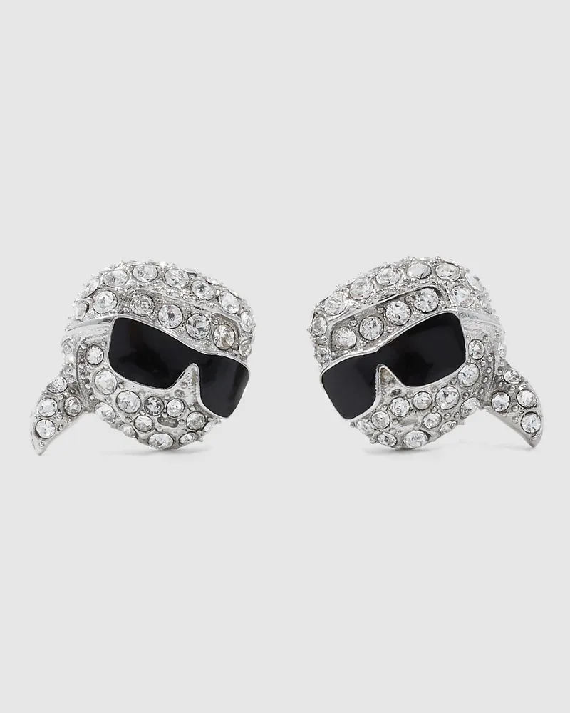 Karl Lagerfeld Ikon Pavé Karl Anhänger-ohrringe, Damen, Silver, Größe Silver