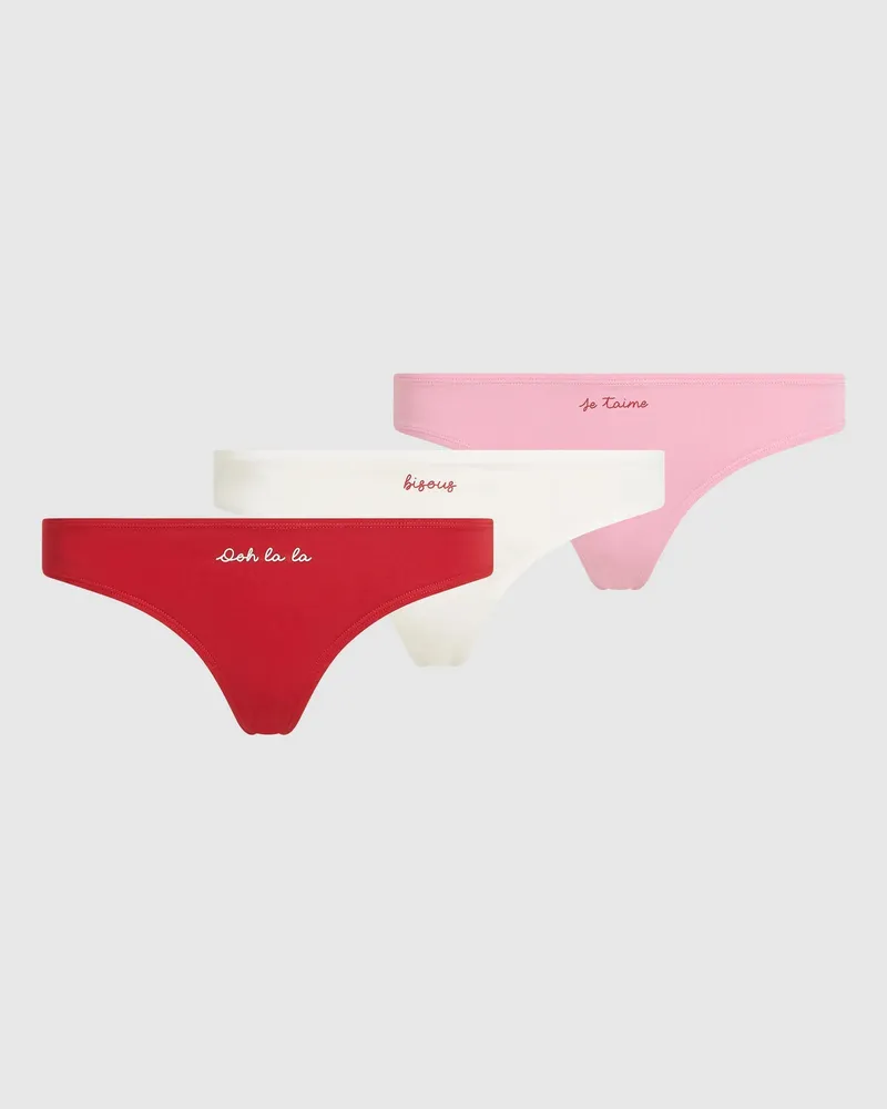 Karl Lagerfeld Tanga Mit Liebesbotschaften – 3er-set, Damen, Gebleichtes Grau, Größe Gebleichtes