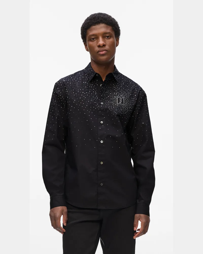 Karl Lagerfeld Hemd Mit Strass-degradé, Herren, Schwarz, Größe: M Schwarz