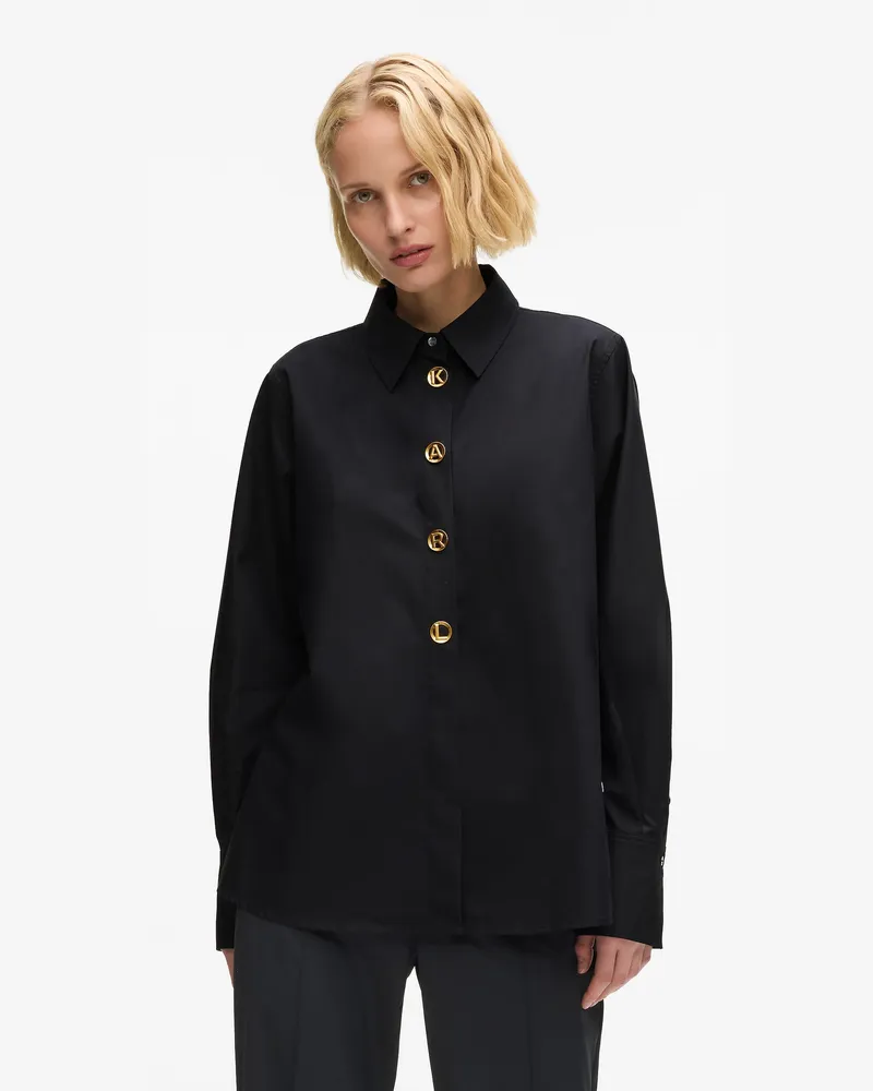Karl Lagerfeld Hemd Mit Karl-schriftzug, Damen, Schwarz, Größe Schwarz