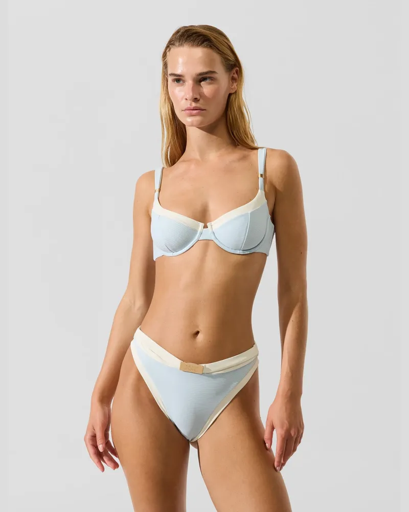Karl Lagerfeld Bikini-unterteil Mit Kontrastierendem Besatz, Female, Ice Water, Size Blue