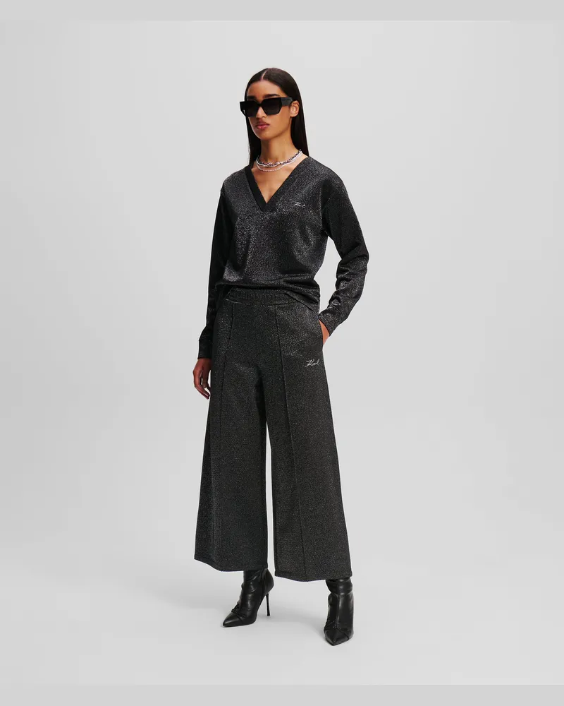 Karl Lagerfeld Culottes mit Lurex, Frau, Silberfarbenes Lurex Silberfarbenes