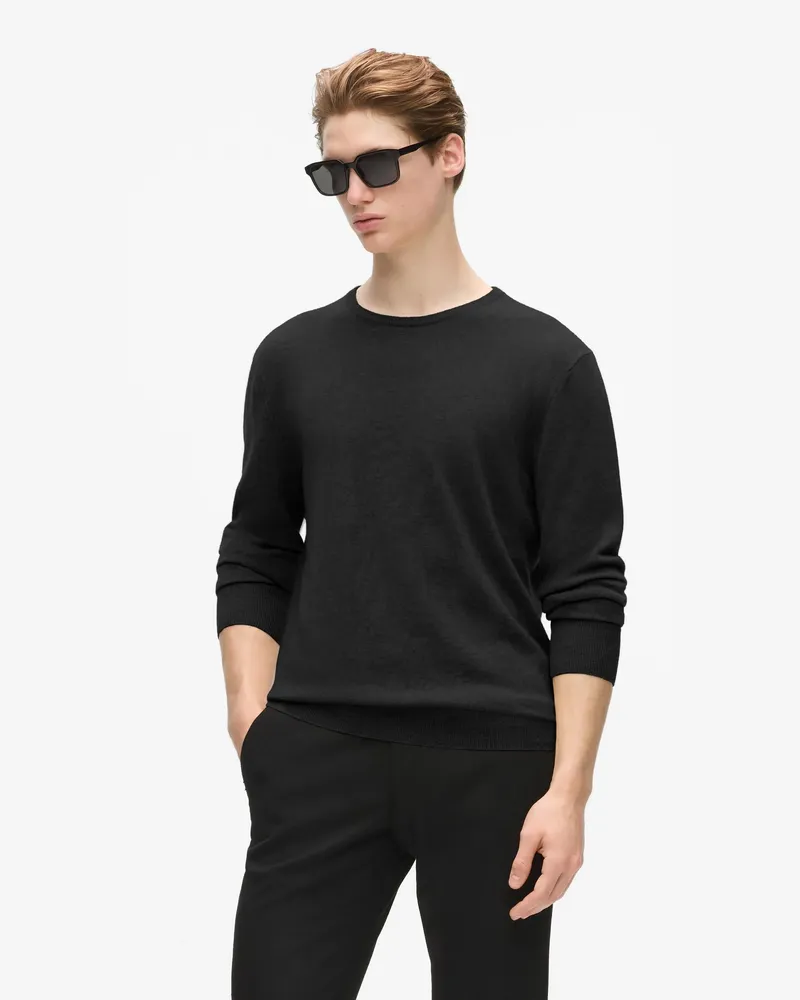 Karl Lagerfeld Exklusiver Kaschmirpullover Mit Rundhalsausschnitt, Herren, Schwarz, Größe Schwarz