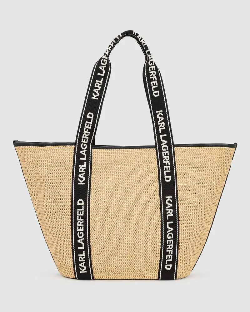 Karl Lagerfeld Strand-tote-bag Aus Bast Mit Logo, Damen, Natur, Größe Natur