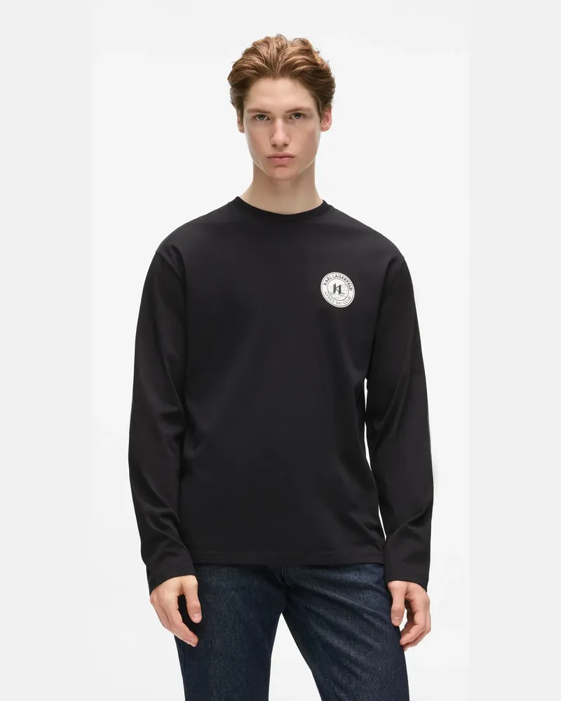 Karl Lagerfeld Après Ski Club Langärmeliges T-shirt, Herren, Schwarz, Größe Schwarz