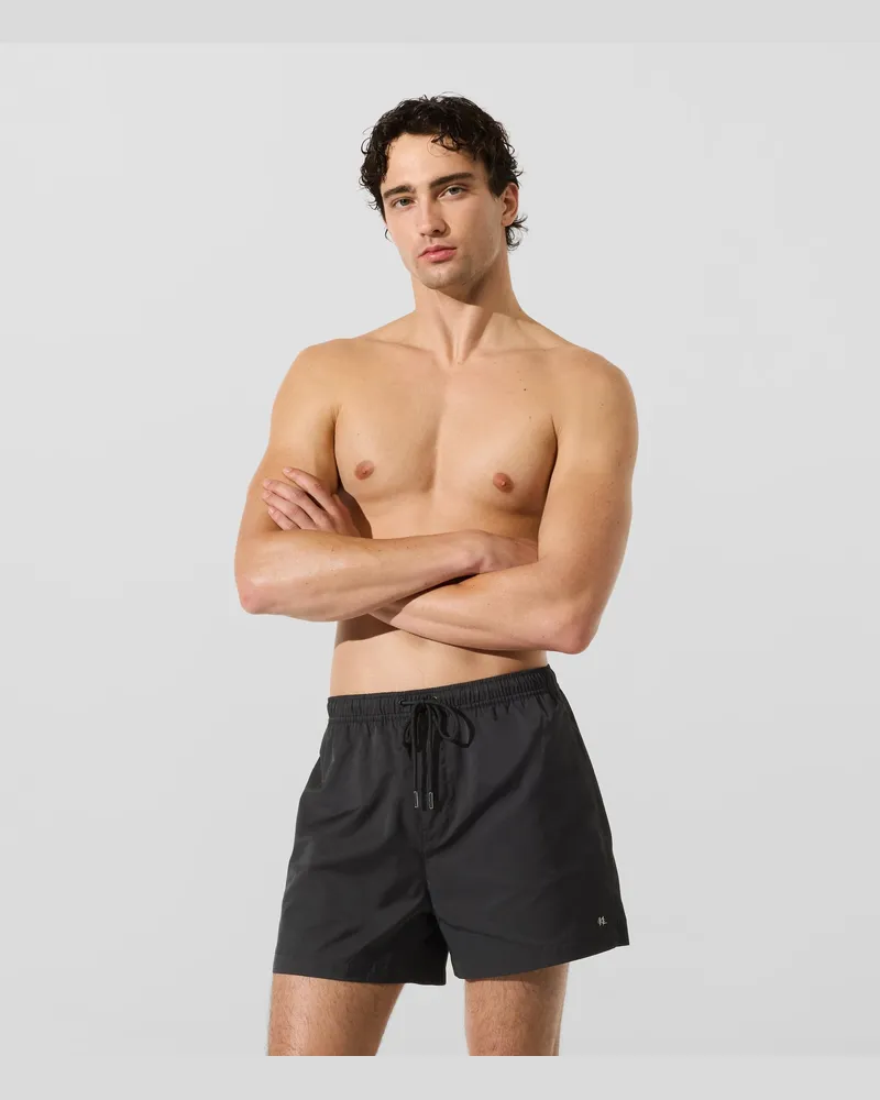 Karl Lagerfeld Boardshorts Mit Monogramm-pin, Herren, Schwarz, Größe Schwarz