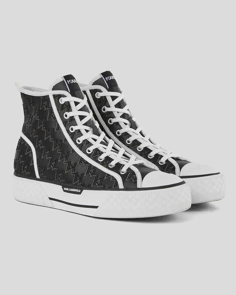 Karl Lagerfeld Monogram kampus Hoch Geschnittene Sneaker, Mann, Weiss/Schwarz, Größe Weiss