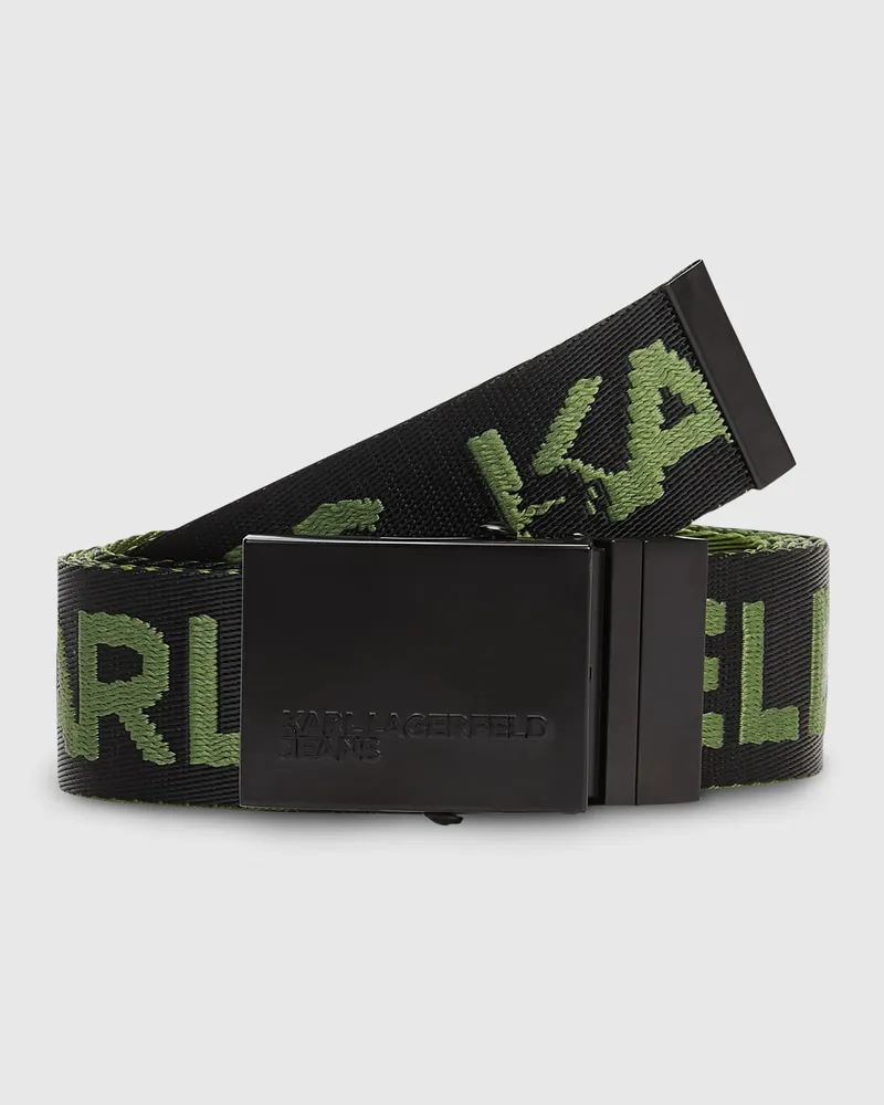 Karl Lagerfeld Wendbarer Gürtel Aus Gurtband, Male, Black-vineyard Green, Size Green