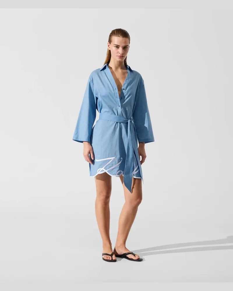 Karl Lagerfeld K/signature Strand-hemdkleid, Damen, Hellgrau Meliert-schwarz, Größe Hellgrau