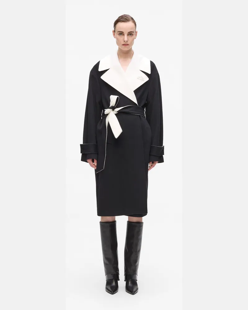 Karl Lagerfeld Klassischer Wolle, Damen, Weiss/schwarz, Größe Weiss