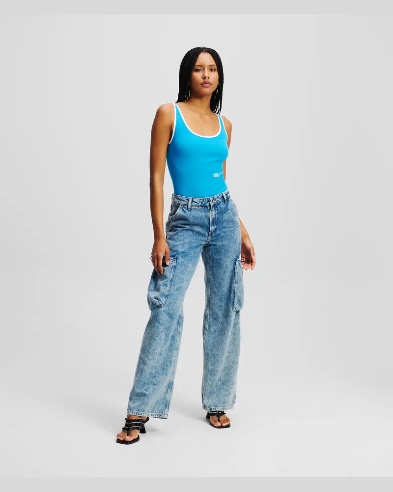 Karl Lagerfeld Entspannte Jeans Im Utility-stil Mit Mittelhohem Bund, Frau, Marble Blue, Größe Marble