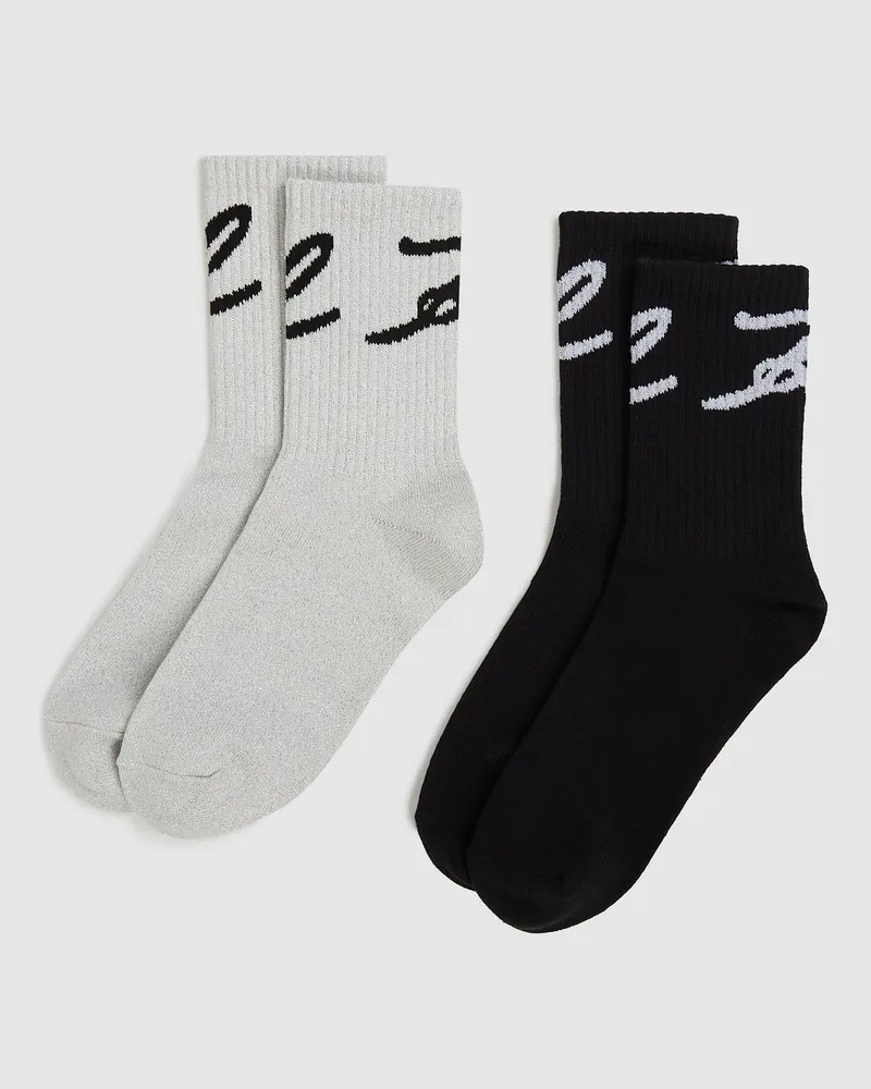 Karl Lagerfeld Signature-socken – 2er-pack, Damen, Cannoli Creme-schwarz, Größe Cannoli