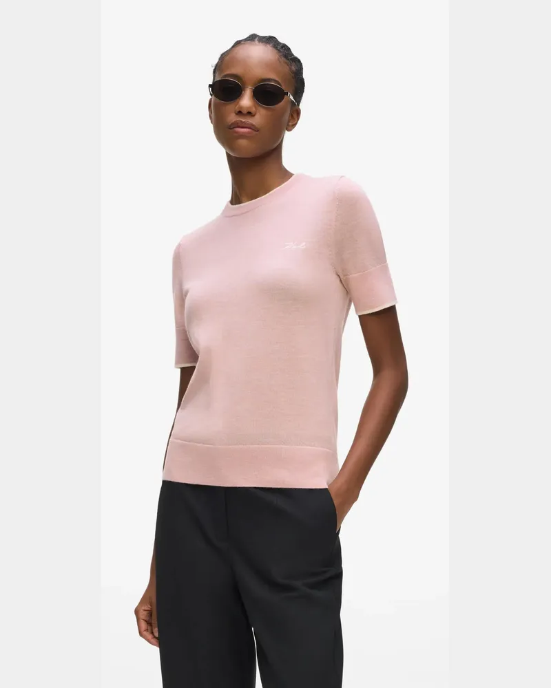 Karl Lagerfeld Merinowoll-t-shirt, Damen, Misty Roses Melange, Größe Misty
