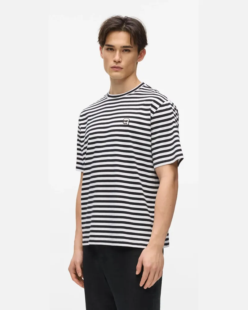 Karl Lagerfeld Ikon Legeres Streifen-t-shirt, Herren, Weiss/schwarz, Größe Weiss