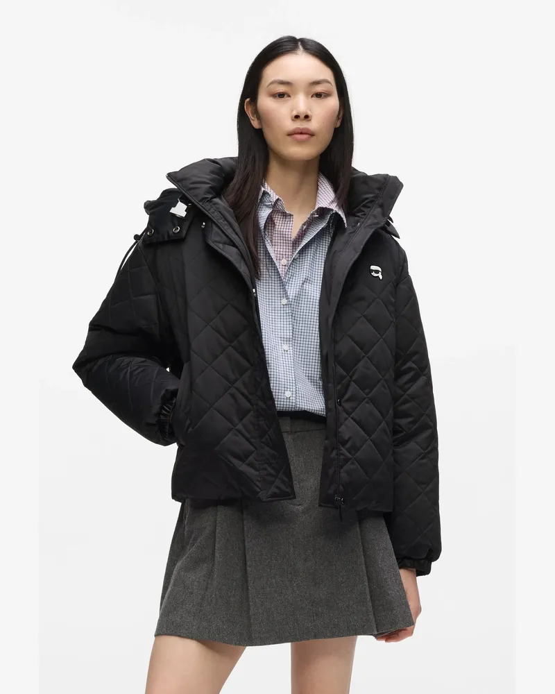 Karl Lagerfeld Ikon Gesteppte Daunenjacke, Damen, Schwarz, Größe Schwarz