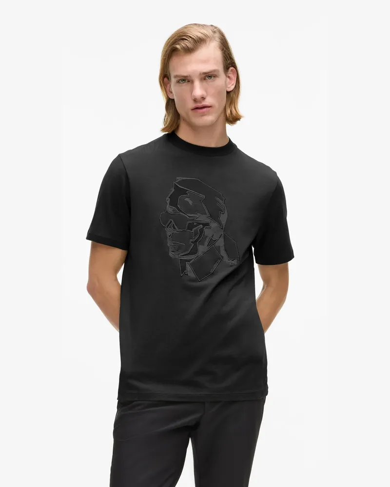 Karl Lagerfeld T-shirt Mit Farblich Abgestimmtem Karl-print, Herren, Schwarz, Größe Schwarz