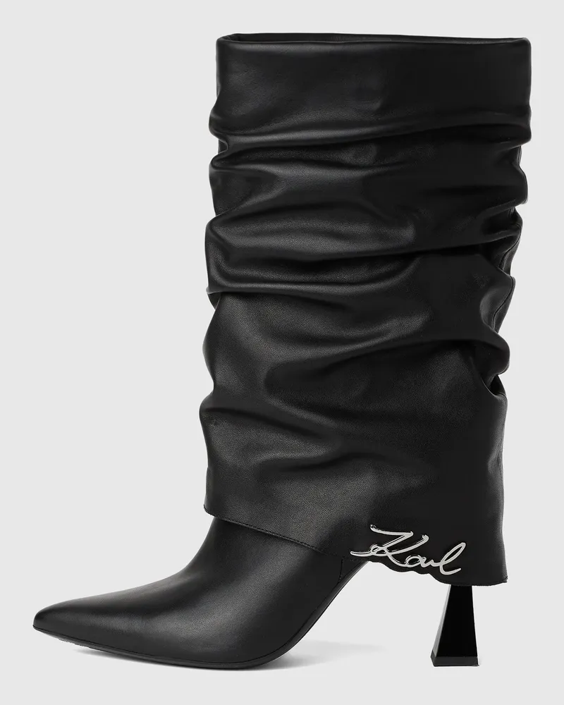 Karl Lagerfeld Debutante Midi-stiefel Mit Lässig-faltigem Schaft, Damen, Schwarz, Größe Schwarz