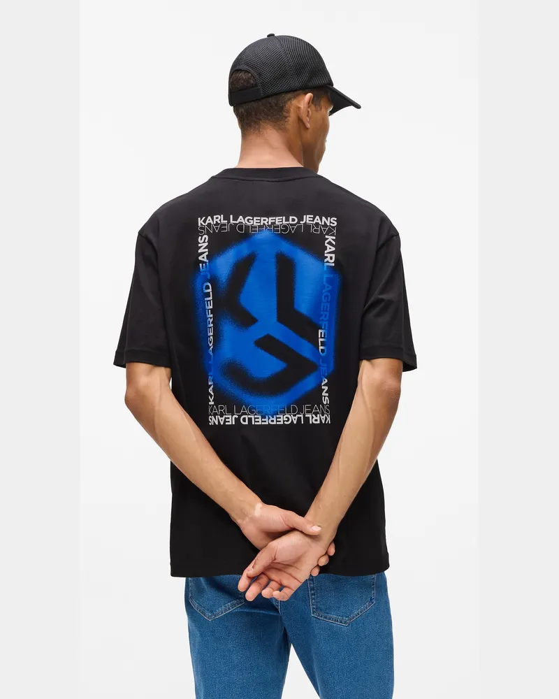 Karl Lagerfeld T-shirt Mit Graffiti-monogramm, Herren, Schwarz, Größe Schwarz
