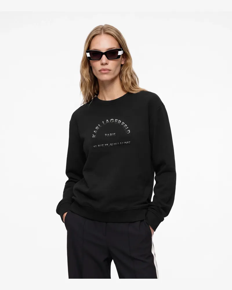 Karl Lagerfeld Exklusives Rue St-guillaume Sweatshirt Mit Strass, Female, Schwarz, Size Black