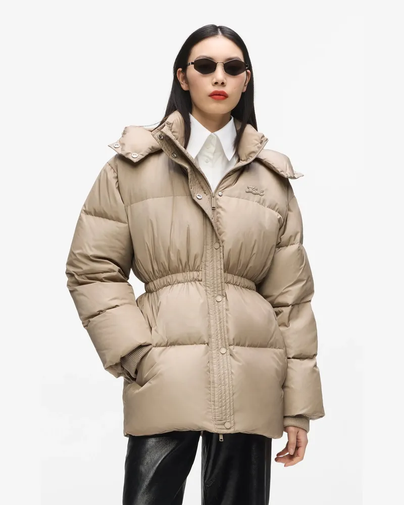 Karl Lagerfeld Taillierte Midi-daunenjacke, Damen, Warm Sand, Größe Warm