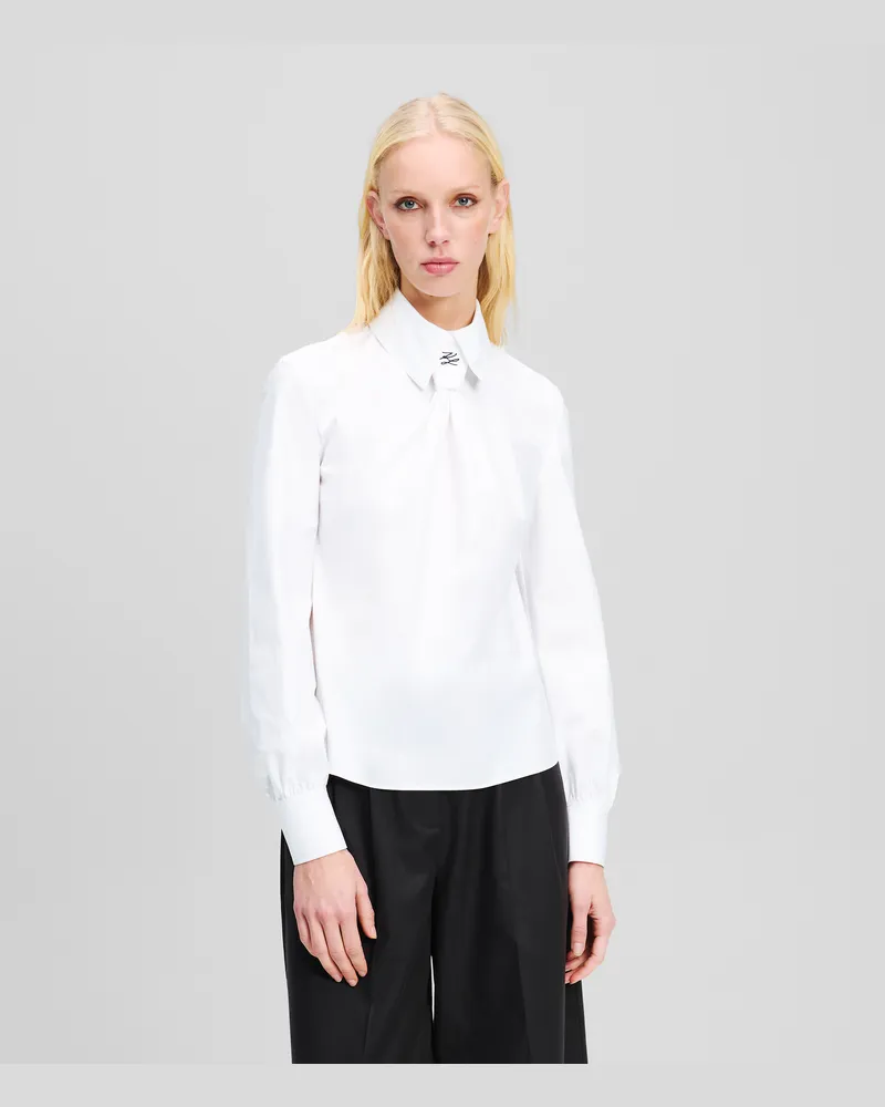 Karl Lagerfeld Karl Essential Hemd Mit Knotendetail, Frau, Weiss, Größe Weiss