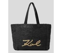 K/signature strand-tote-bag aus Bast, Frau, Schwarz