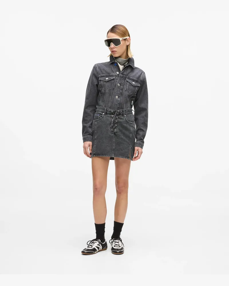 Karl Lagerfeld Denim-minirock Mit Schnürung, Damen, Gewaschenes Schwarz, Größe Gewaschenes