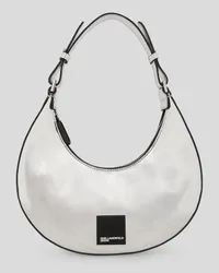 Karl Lagerfeld Klj halbmond-Schultertasche mit Spiegeleffekt, Frau, Silber/spiegel Silber