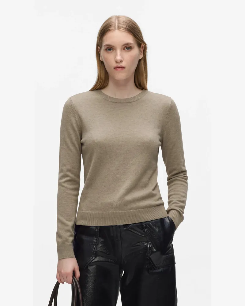 Karl Lagerfeld Exklusiver Kaschmirpullover Mit Rundhalsausschnitt, Damen, Beige Twill Melange, Größe Beige