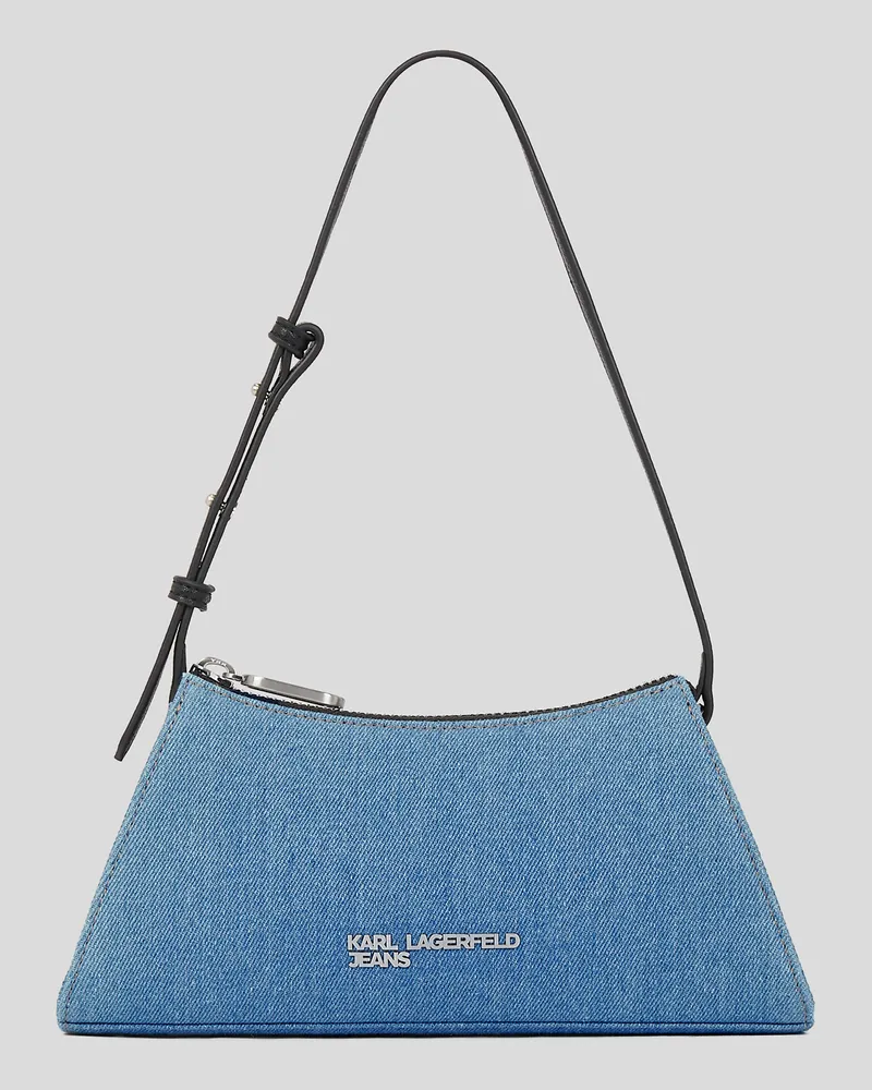Karl Lagerfeld Denim-schultertasche Mit Logo Aus Metall, Frau, Hellblauer Marmor, Größe Hellblauer