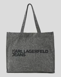 Karl Lagerfeld Klj denim-shopper mit Logo, Frau, Schwarz Gewaschen Schwarz