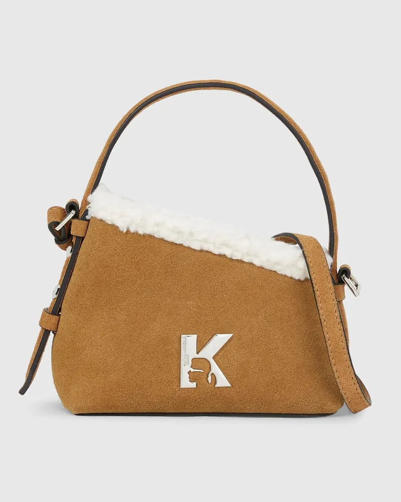 Karl Lagerfeld Geo Mini-umhängetasche Aus Wildleder, Damen, Braun, Größe Braun