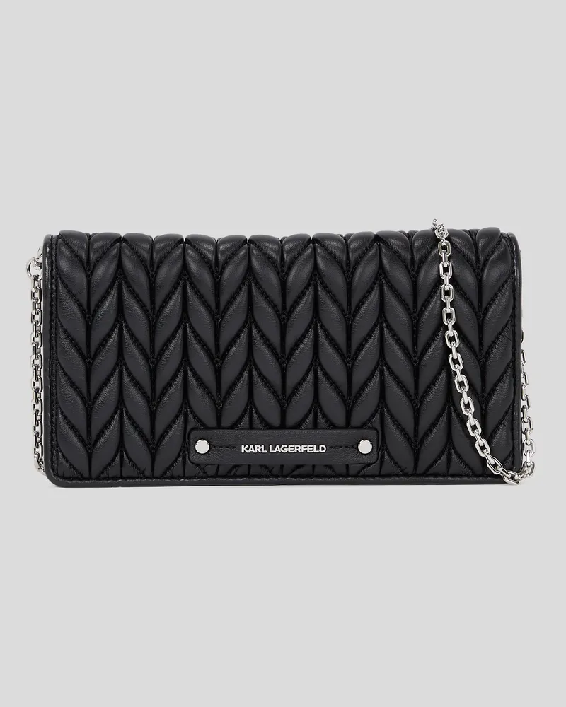 Karl Lagerfeld K/weave Crossbody-geldbörse, Frau, Schwarz-Nickel, Größe Schwarz-nickel