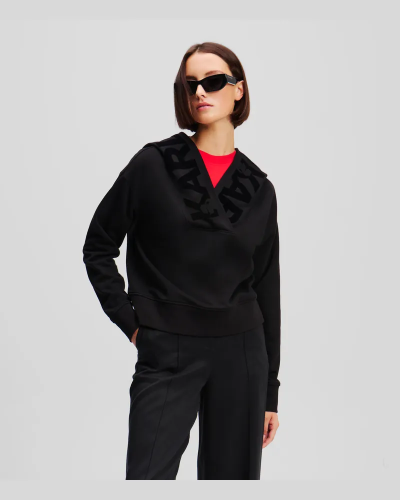 Karl Lagerfeld Kapuzenpullover Mit Markantem Logo, Frau, Schwarz, Größe Schwarz