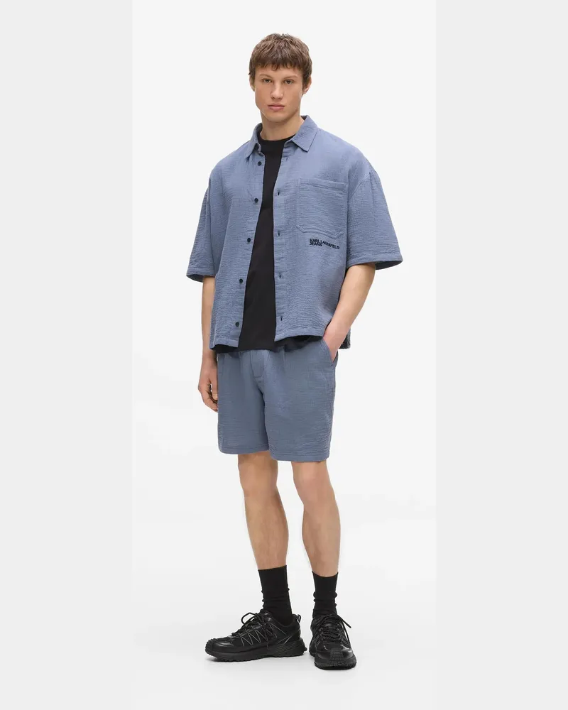 Karl Lagerfeld Baumwollshorts In Knitteroptik, Herren, Grisaille, Größe Grisaille