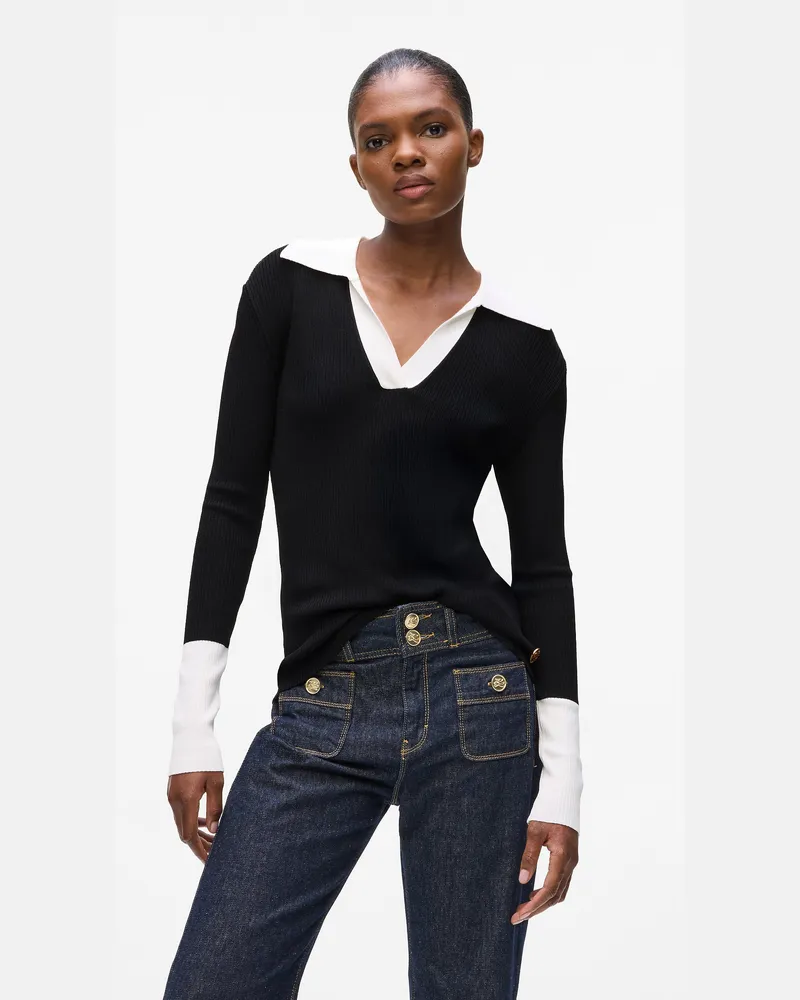 Karl Lagerfeld Monochromes Poloshirt, Damen, Weiss/schwarz, Größe Weiss