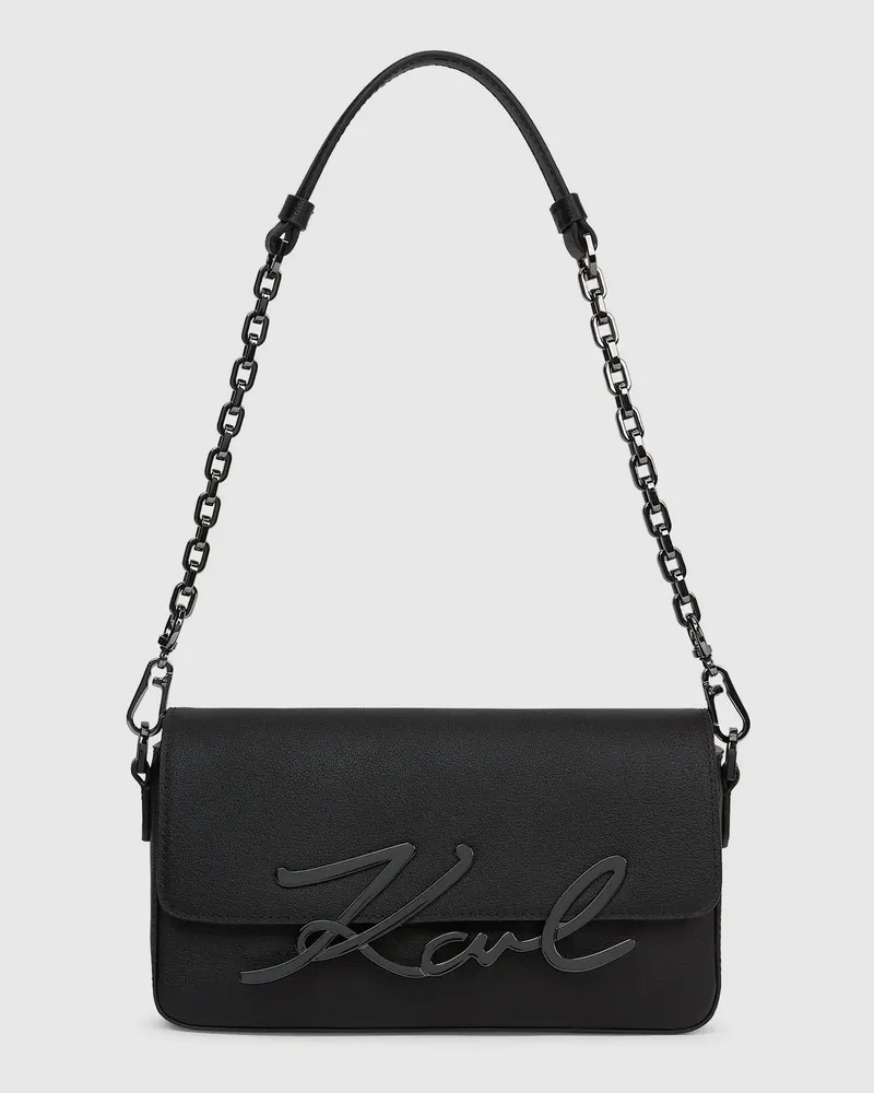 Karl Lagerfeld K/signature Kleine Schultertasche Mit Kette, Damen, Schwarz-gunmetal, Größe Schwarz-gunmetal
