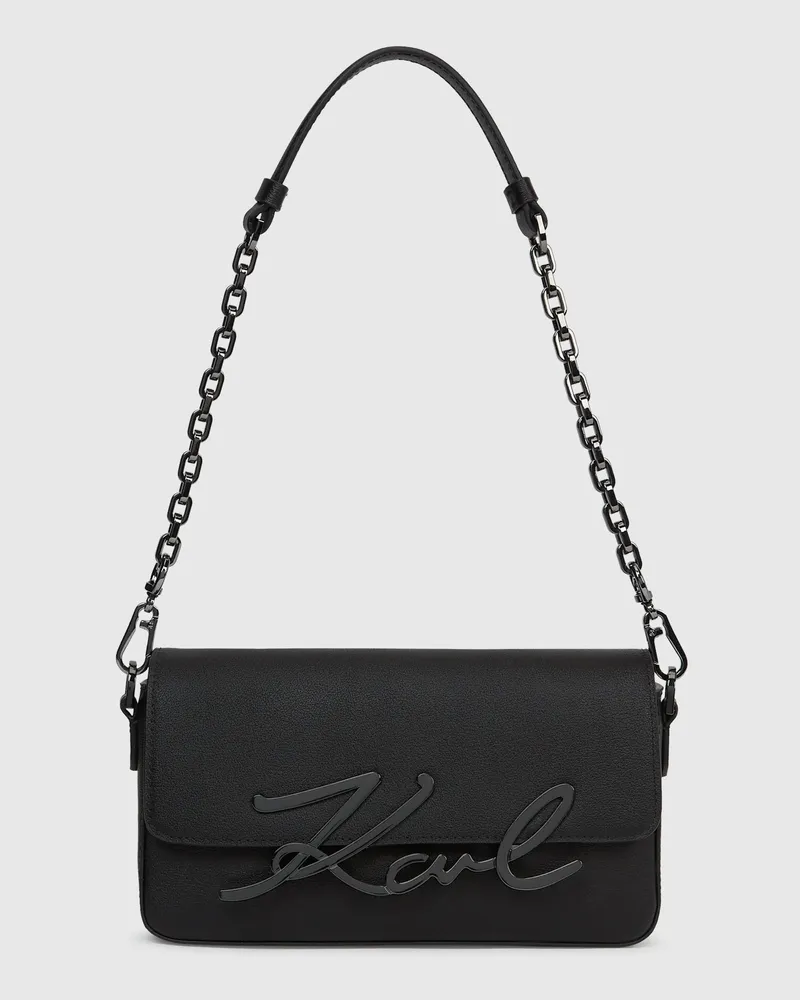 Karl Lagerfeld K/signature Kleine Schultertasche Mit Kette, Damen, Schwarz-gunmetal, Größe Schwarz-gunmetal
