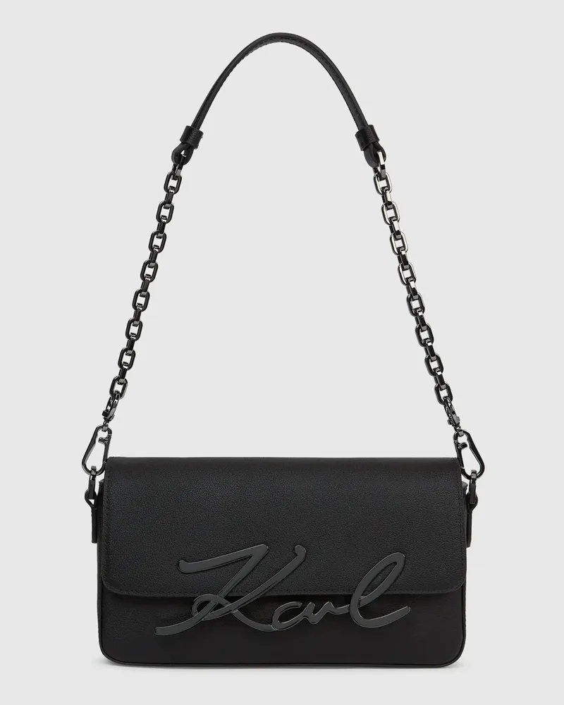 Karl Lagerfeld K/signature Kleine Schultertasche Mit Kette, Damen, Schwarz-gunmetal, Größe Schwarz-gunmetal
