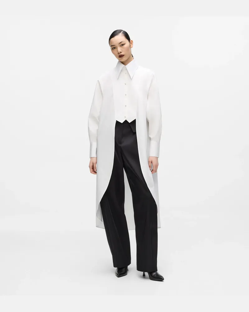 Karl Lagerfeld Kl Studio Langes Hemd Im Schichtlook, Damen, Weiss, Größe Weiss