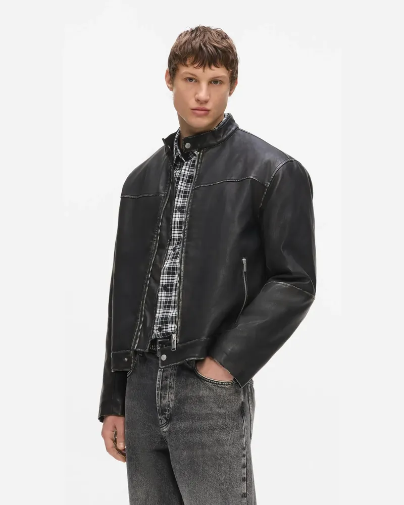 Karl Lagerfeld Bikerjacke Mit Karl-zitat, Herren, Schwarz, Größe Schwarz