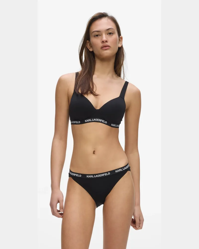 Karl Lagerfeld Gepolsterter Bh Mit Logo, Female, Schwarz, Size Black