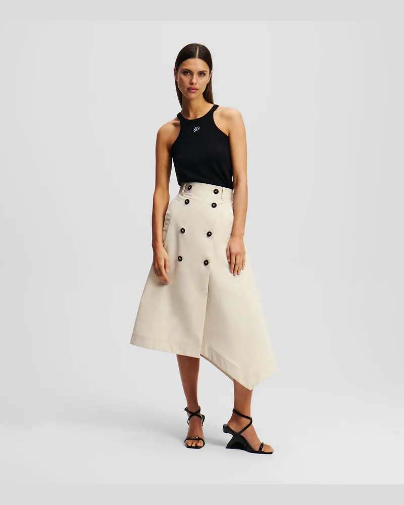Karl Lagerfeld Baumwoll-twill-trench-rock, Frau, Zement, Größe Zement
