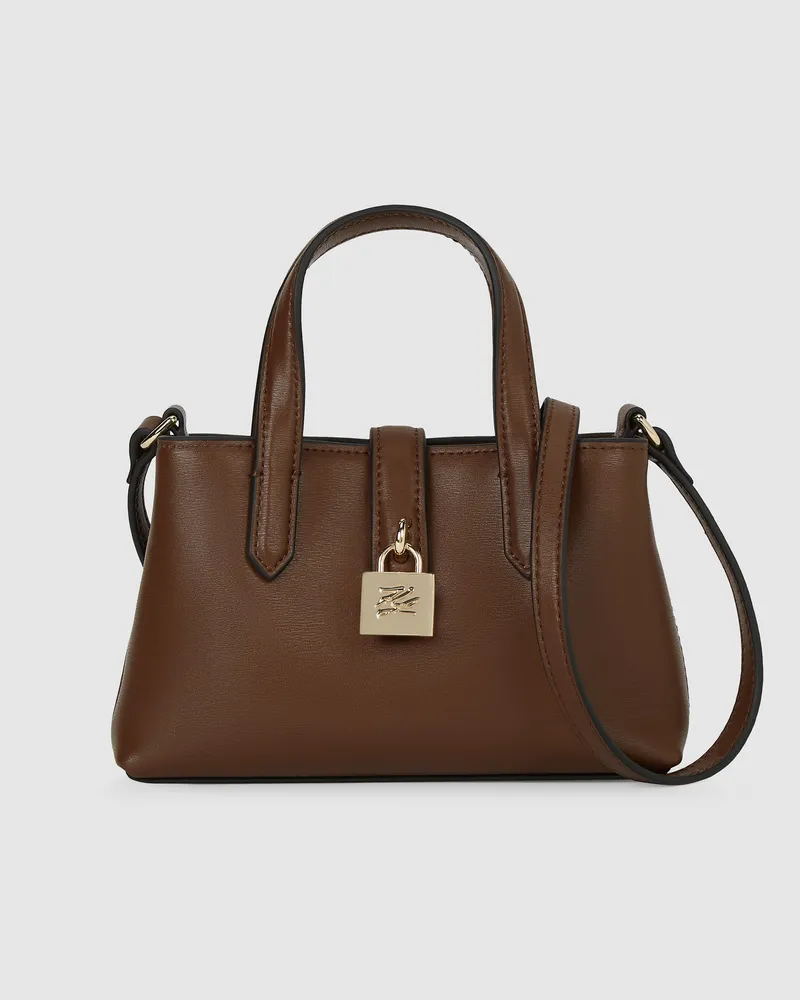 Karl Lagerfeld K/autograph Mini-umhängetasche Mit Vorhängeschloss, Damen, Dunkles Mönchsbraun, Größe Dunkles