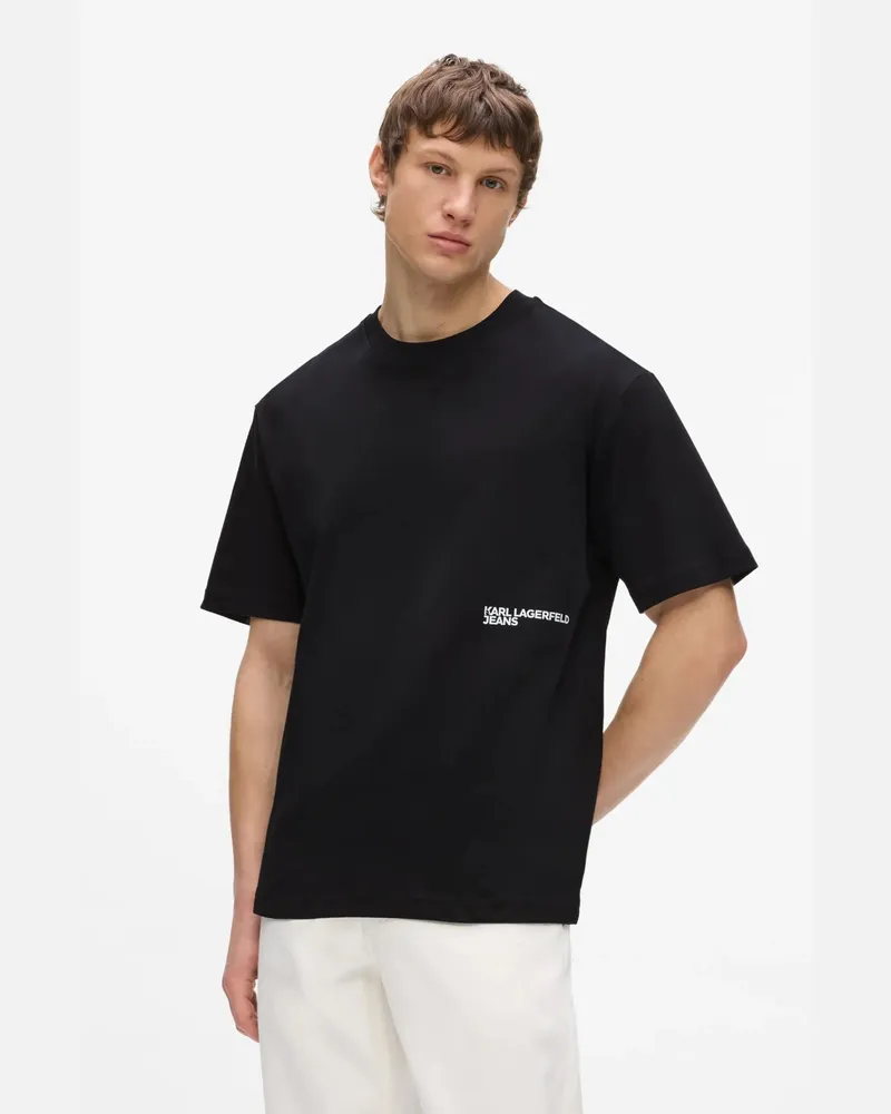 Karl Lagerfeld Lässiges T-shirt Mit Logo Mit Farbverlauf, Herren, Schwarz, Größe Schwarz