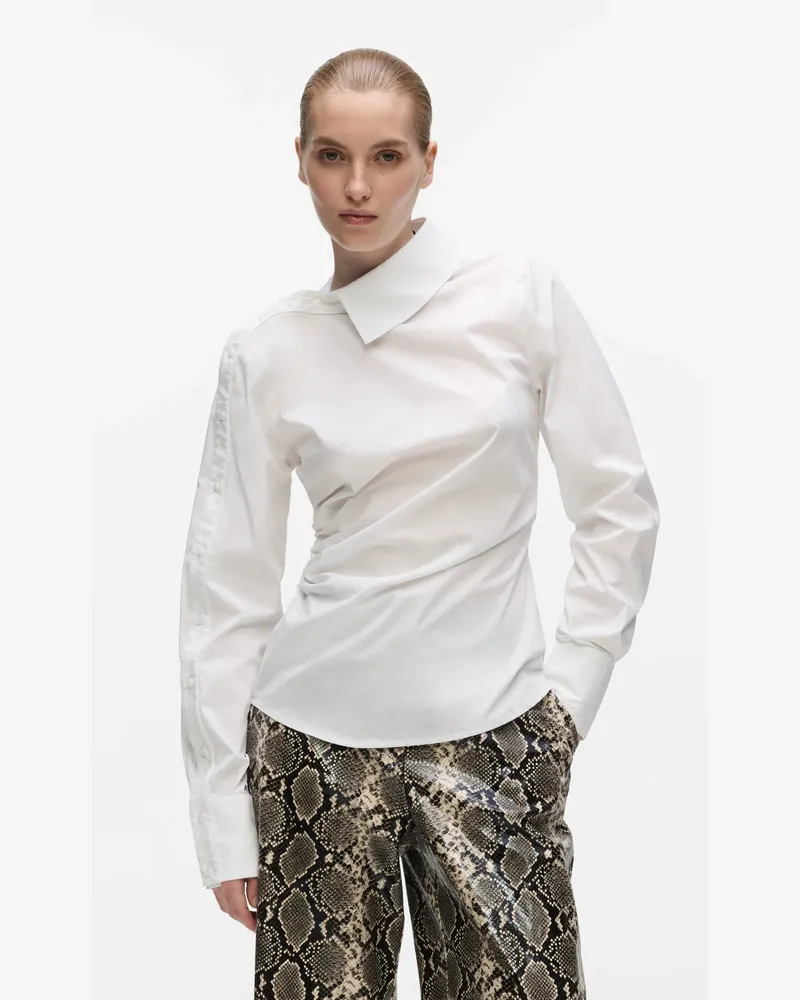 Karl Lagerfeld Asymmetrisches Hemd Mit Knöpfen, Damen, Weiss, Größe Weiss