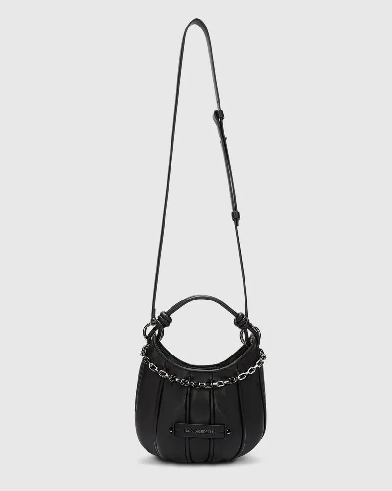 Karl Lagerfeld K/axis Mini-hobo-tasche Mit Paspeln, Female, Schwarz-nickel, Size Black