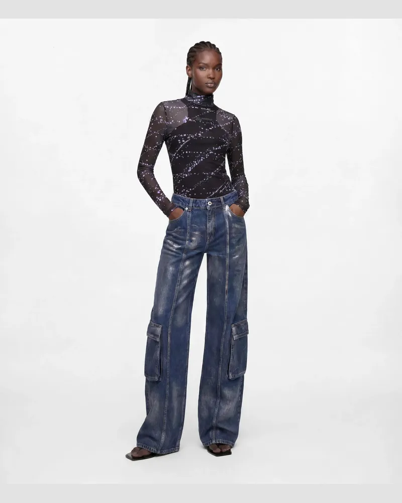 Karl Lagerfeld Utility-jeans Mit Mittlerer Bundhöhe Und Lockerer Passform, Damen, Beschichtetes Blau, Größe Beschichtetes